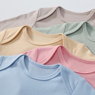 🇹🇭 บอดี้สูทเด็ก บอดี้สูทแขนยาวทารกสีพื้น สายมินิมอล พาสเทล ผ้าฝ้าย Cotton 100 เนื้อนิ่ม บอดี้สูทเด็กแรกเกิด