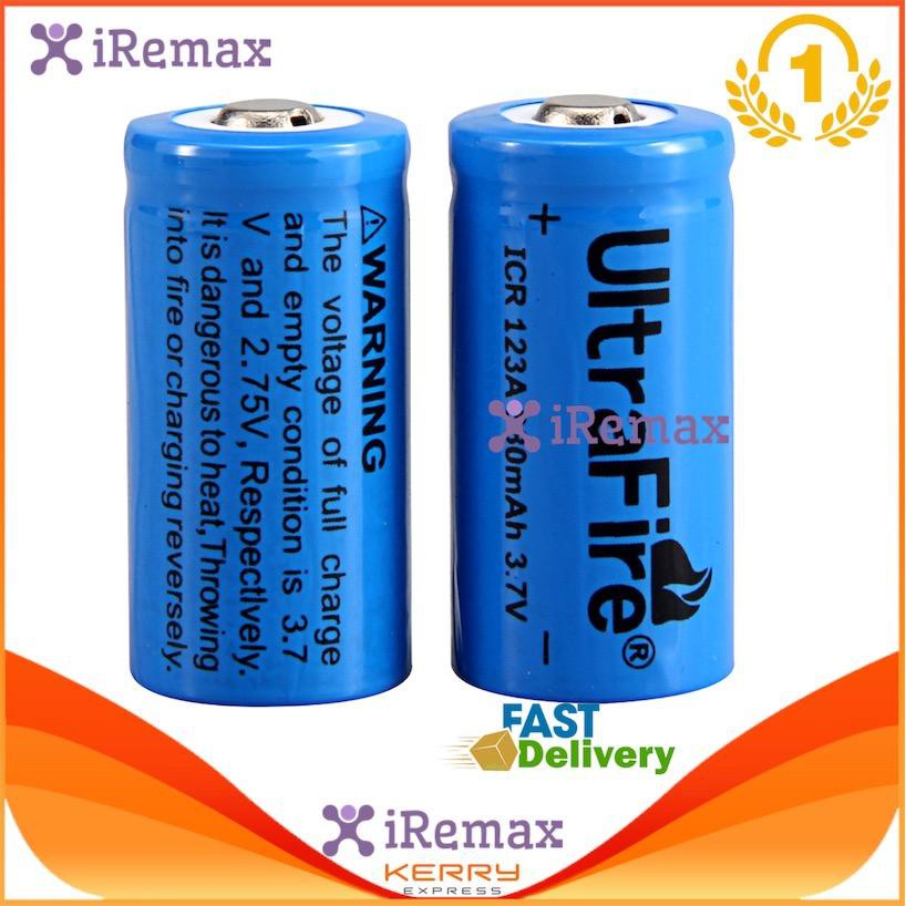 [1pc] New iRemsx 16340 / CR123A / LC16340 Lithium Battery 1500 mAH 3.7V Rechargeable Li-ion Battery-Blue 1 ก้อน