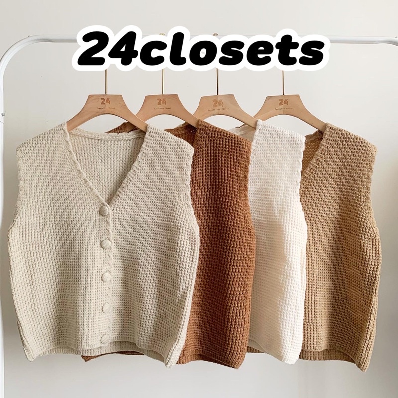 TW42 เสื้อกั๊กไหมพรม สไตล์วินเทจเกาหลีผ้าไม่หนามากโทนสีเอิร์ธโทน ...