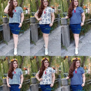 เสื้อผ้าฝ้ายกัดลายสำหรับสาวอวบ มี3ลาย