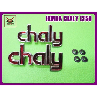 HONDA CHALY CF50 BODY EMBLEM ALUMINIUM "RED" DECAL RH&amp;LH SET // โลโก้ติดตัวถัง HONDA CHALY CF50 "สีแดง" ซ้าย-ขวา