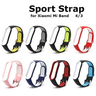 Xiaomi Mi Band 3 4 Strap Double Color Original Soft Silicone Strap Replacement Wrist Strap Band Wriststrap Miband 3 4 5 Wristband Smartwatch