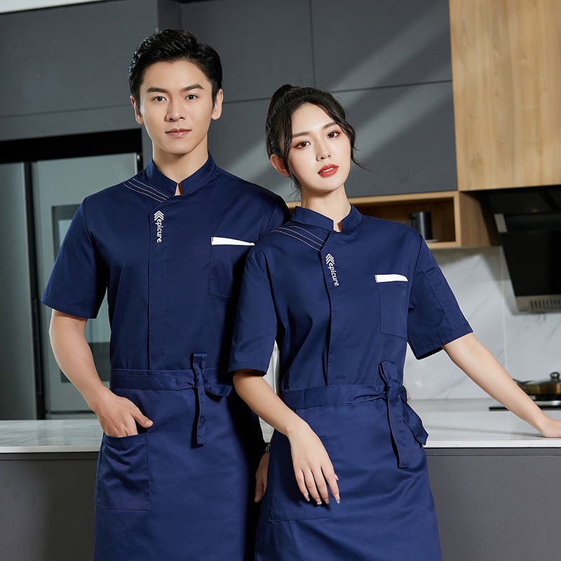 Chef Workwear Short Sleeved Mens Summer Hotel Restaurant Chefs Clothes Breathable Thin Style 1292