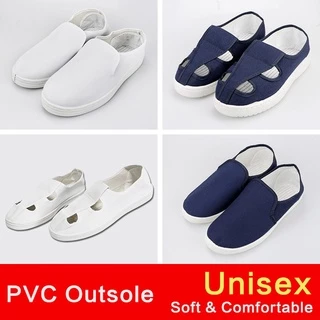 ESD รองเท้า kasut PVC ESD Cleanroom รองเท้า Anti Static รองเท้า Putih Unisex ความปลอดภัย ESD four Eye สี่รู PVC อุตสาหกรรมโรงงาน