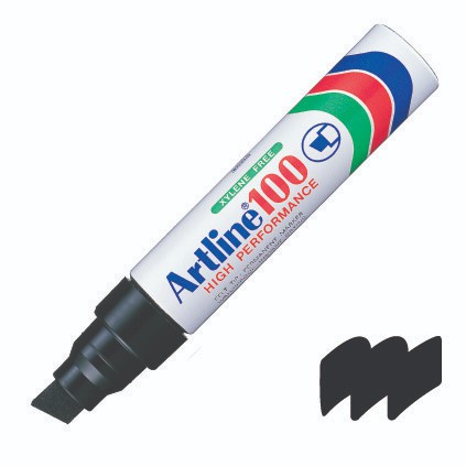 Artline EK-100 ปากกาเคมีอาร์ทไลน์ หัวตัด มี 4 สี ดำ,น้ำเงิน,แดง,เขียว