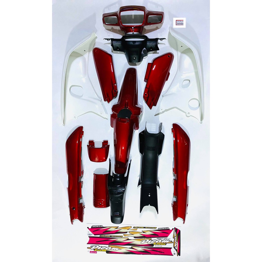 ชุดสีดรีมc100n รุ่นบังลมขาว พร้อมสติ๊กเกอร์ รอ  14 ชิ้น ทั้งคัน  รอ+A1+B23+C7