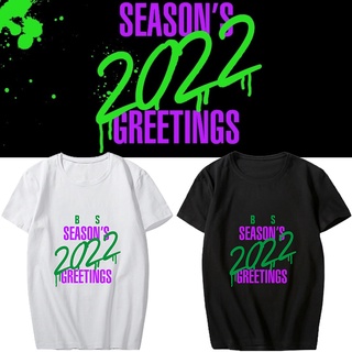 คอตต้อนคอกลมเสื้อยืดแขนสั้น พิมพ์ลาย Bts SEASONS GREETINGS แฟชั่นฤดูร้อน สไตล์เกาหลีS-5XL