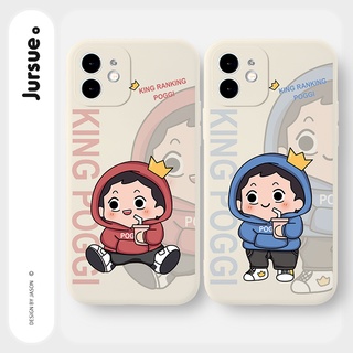 JURSUE เคสคู่ เคสไอโฟน คู่รัก ขอบเหลี่ยมกันกระแทกซิลิโคนนุ่มการ์ตูนน่ารักตลก เคสโทรศัพท์ Compatible for iPhone 13 12 11 Pro Max SE 2020 X XR XS 8 7 6 6S Plus พลัส สีขาว Y1676