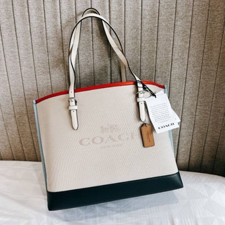 NEW COACH สีขาว tote ใบใหญ่Mollie Tote In Colorblock