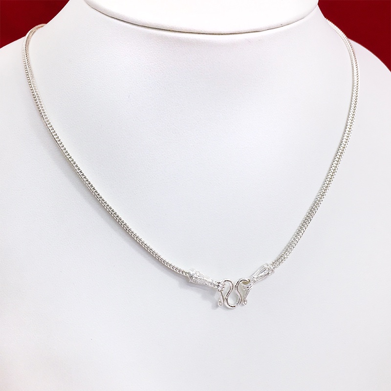 สร้อยคอเงินลายสี่เสา ความยาว 24 นิ้ว ชุบเงิน ใส่ออกงานได้ ใส่ได้ทุกโอกาส งานสวย พร้อมส่ง รูปถ่ายจากสินค้าจริง