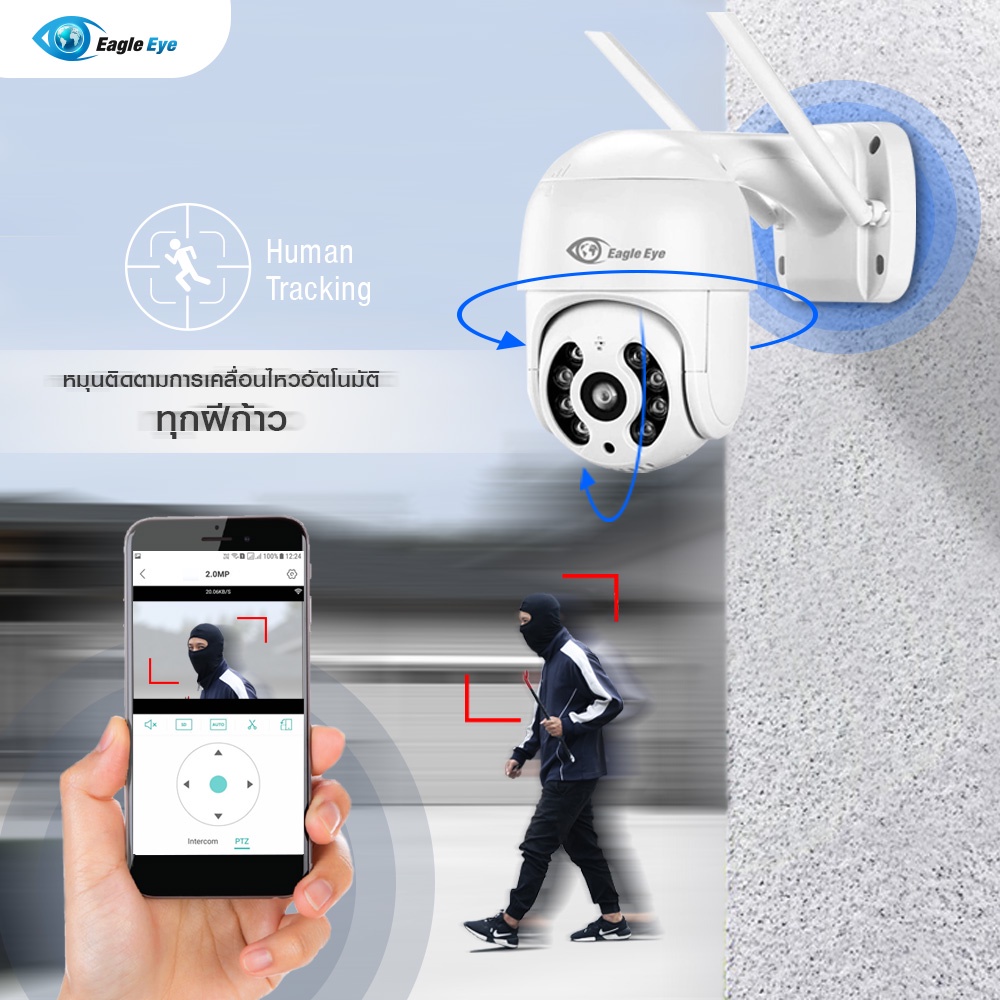 Eagle Eye - กล้องวงจรปิดกันน้ำได้ ภายนอก รุ่น EG-IP009WP-2.0MP + โปรจุ่มของแถม 1 อย่าง