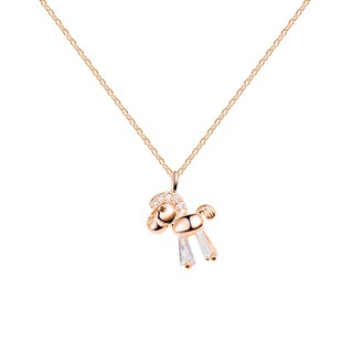 สร้อยห้อยจี้น้องม้า ตกแต่งเพชร CZ สีโรสโกล เล็กๆ น่ารัก สไตล์มินิมอล ปรับขนาดได้