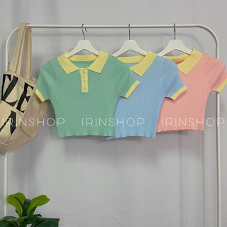เสื้อไหมพรมคอปกสีพาสเทล