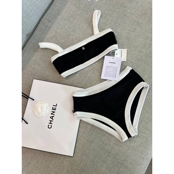 Chanel set summer บิกินี่ชาเเนลผ้าริบร่อง เกรดA