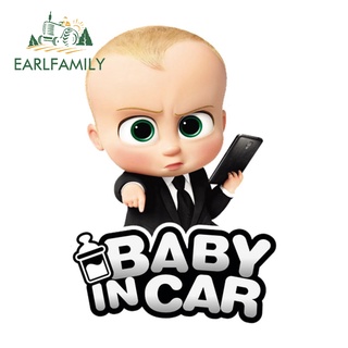 Earlfamily สติกเกอร์ กันน้ำ ลายแอนิเมชัน Boss Baby In Car ขนาด 13 ซม. x 9 ซม. สําหรับติดตกแต่งรถยนต์ รถจักรยานยนต์ รถบ้าน