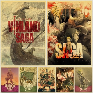 Vinland Saga Anime Manga Retro โปสเตอร์กระดาษคราฟท์ตกแต่งผนังบ้าน