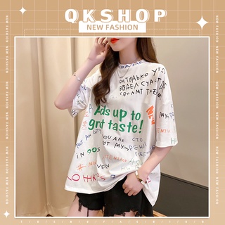 QKshop เสื้อยืดโอเวอร์ไซต์สาวๆ 🌈 ใส่ลุคไหนก็รอดนะเอาดี ✨ สีคือยืนหนึ่งมาก💕 ต้องมีติดตู้ไว้นะ 🖤