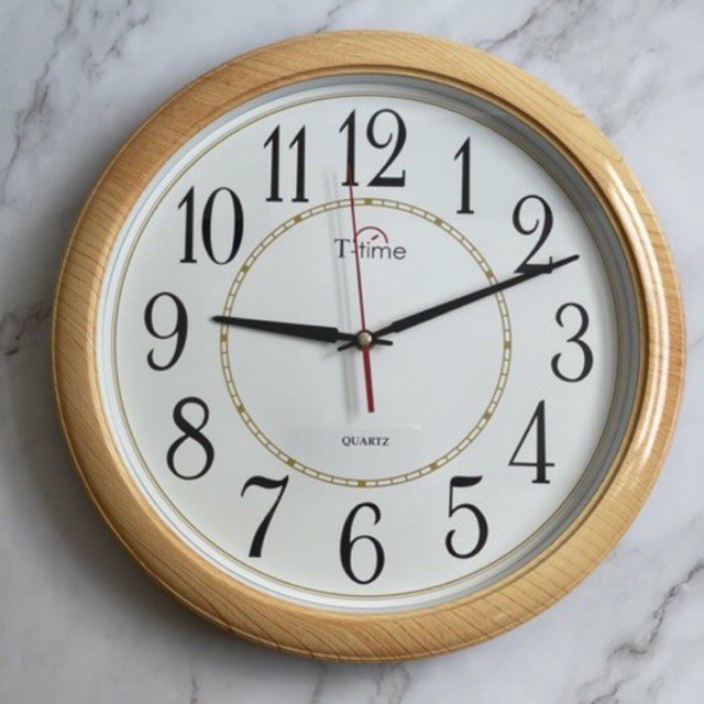 นาฬิกาแขวนผนัง T-time ลายไม้ 15 นิ้ว กลมขนาดใหญ่