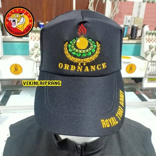 หมวกแก๊ปทหาร เหล่าสรรพาวุธ (ORDNANCE) . สีดำ *ปรับขนาดด้านหลังได้