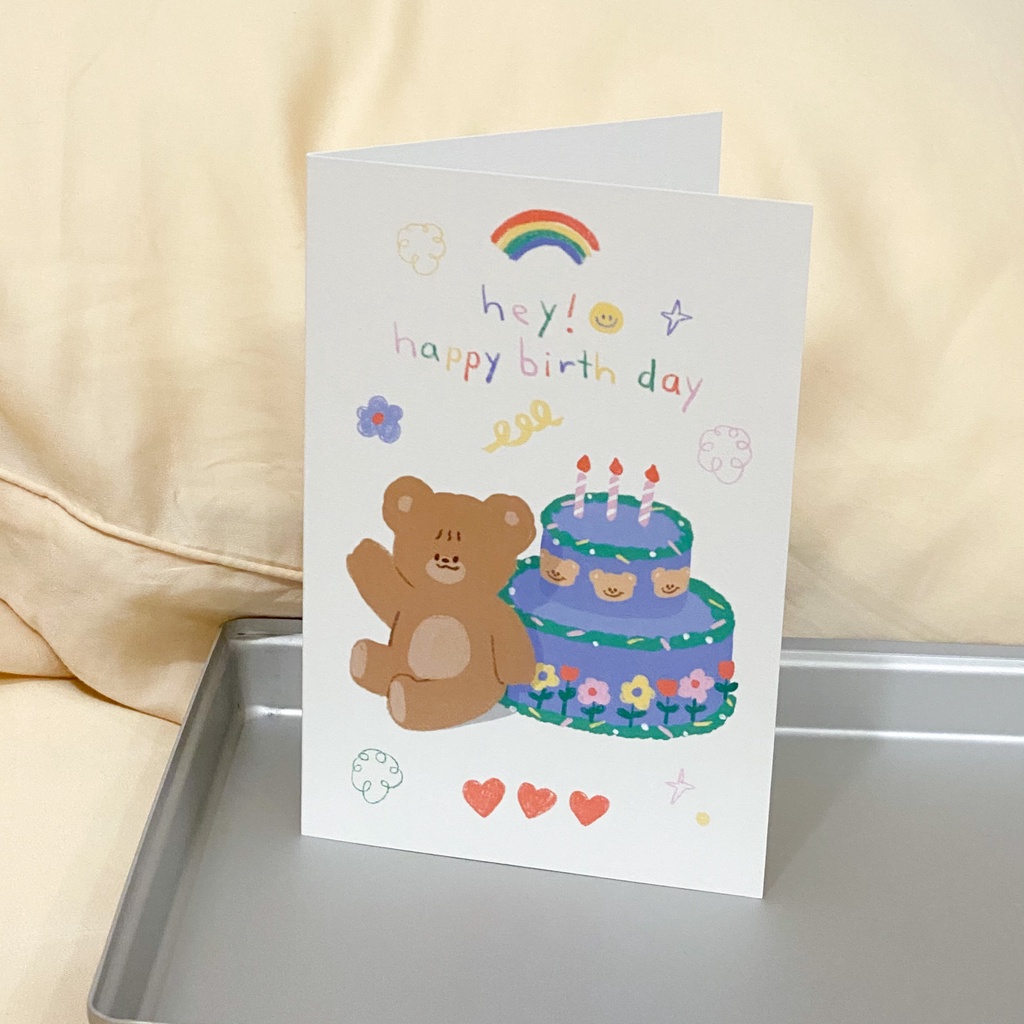 Birthday folded card : Teddy cake การ์ดวันเกิดรูปเค้กกับน้องหมี | Stickwithme4ev