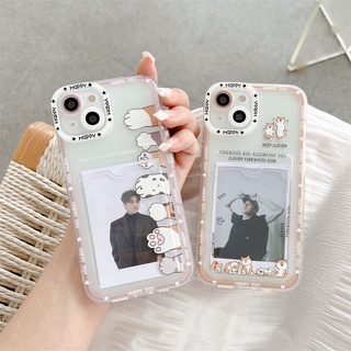 เคส iPhone 14 Plus 13 12 11 Pro XS Max X XR 8 7 Plus SE 2020 ใส่รูปถ่าย ที่ใส่การ์ด ก้นการ์ตูนน่ารัก ลูกสุนัข แมว อุ้งเท้า แฟชั่น สําหรับคู่รัก ซิลิโคนนิ่ม เคสโทรศัพท์