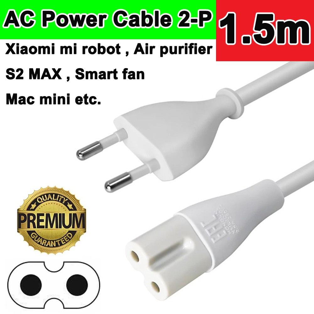สายไฟ AC แบบ 2 รู สีขาว,ดำ แบบดี Power cable 1.5M Figure 8 C7 to 2 Pin Plug for PS4 apple TV DVD Cam