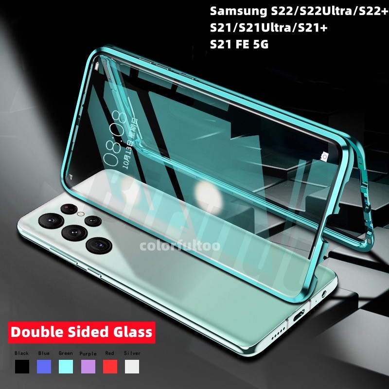 เคสโทรศัพท์มือถือกระจกนิรภัย แบบแข็ง สองด้าน กันกระแทก สําหรับ Samsung Galaxy S22 S21 S20 Ultra Plus