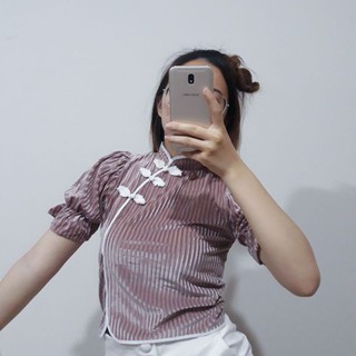 เสื้อตรุษจีนผ้ากำมะหยี่ไม่ร้อนใส่สบายมากๆใส่แล้วนมโต