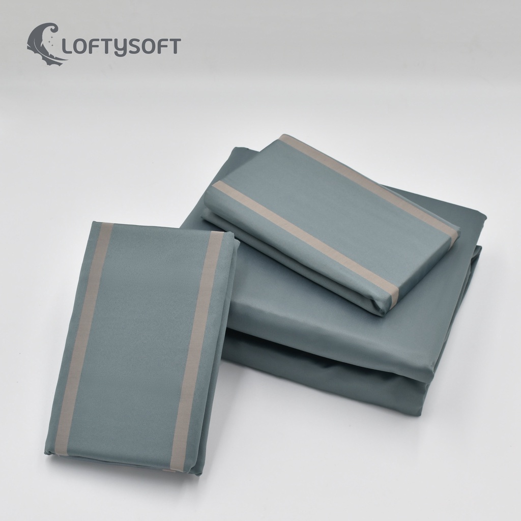 LOFTYSOFT ชุดผ้าปูที่นอน 6ฟุต KING, 5ฟุต QUEEN, 3.5ฟุต SINGLE Cotton Silk 550เส้นด้าย Charisma Collection - Morning Grey - รูปที่ 3