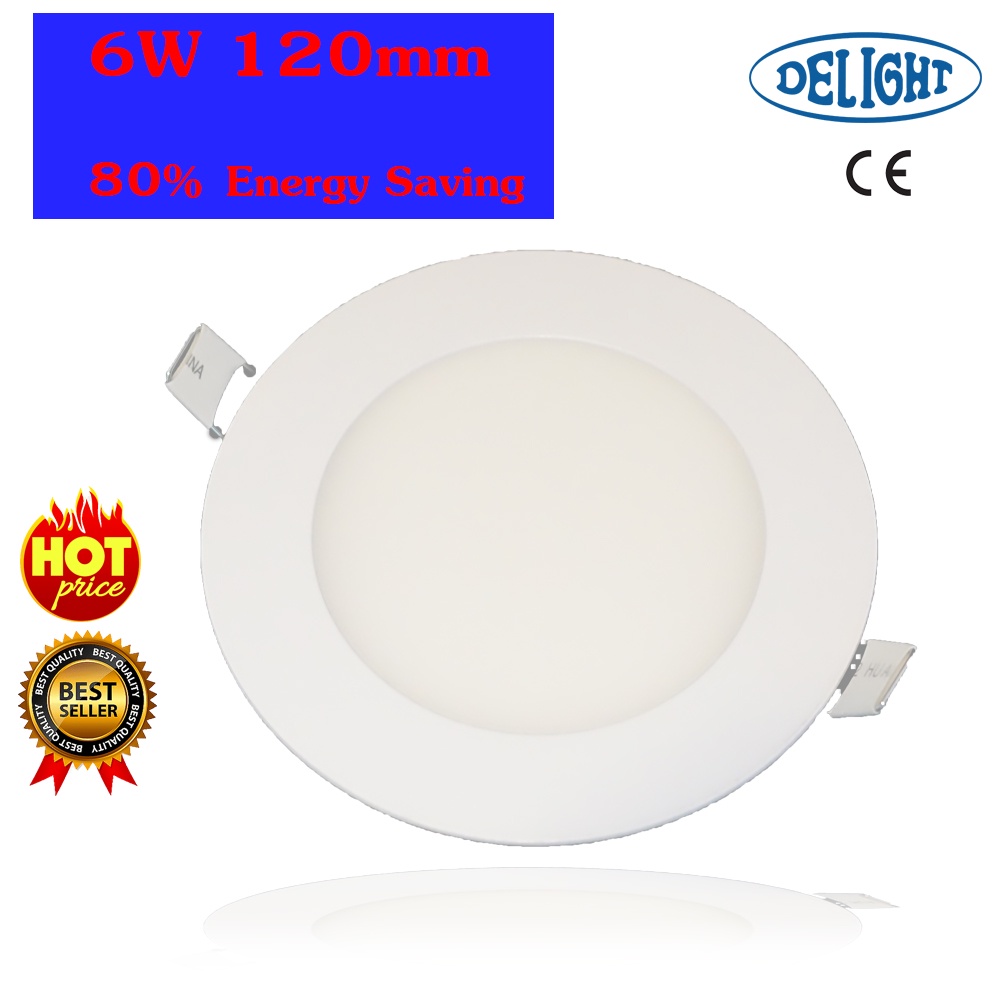 DELIGHT ดาวน์ไลท์ LED 6W แสงขาว Day Light  LED panel light 6W ขนาด120 mm 6W/6500K+Driver