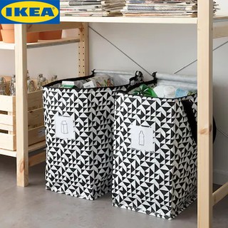 IKEA KNALLA คนัลลา กระเป๋าช้อปปิ้ง, กระเป๋าใส่เสื้อผ้า กระเป๋าเอนกประสงค์ ดำ/ขาว40x25x47 ซม./47 ลิตร