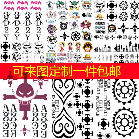 Review Anime One Piece Ace Luffy Nami Trafalgar Law Waterproof Temporary Transfer Tattoo Sticker Cosplay Accessory Body Art Pro ราคาเท าน น 684