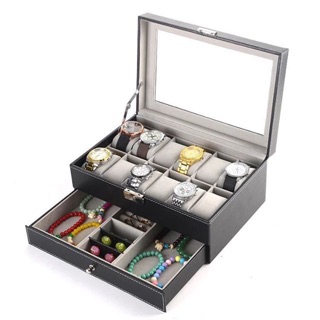 กล่องนาฬิกา 12 เรือน 2 ชั้น กล่องใส่นาฬิกา กล่องหนังใส่นาฬิกา กล่องเก็บนาฬิกา Watch Box บุกำมะหยี่