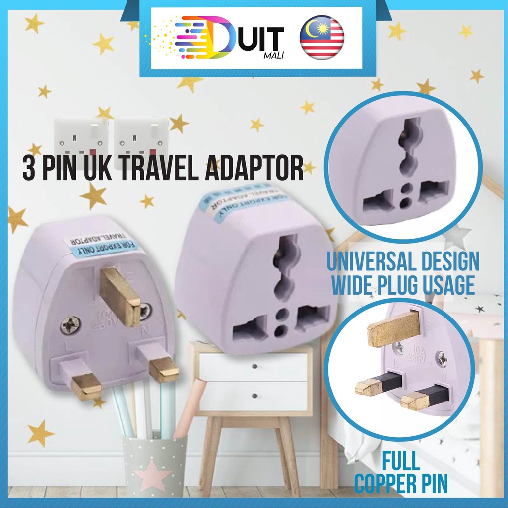 Duitmali Soket Plug Travel 3 Pin UK 3 Pin Plug Universal Travel Adaptor 中国插头
