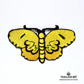 ตัวรีดผีเสื้อ ผีเสื้อกลางคืน สีเหลือง Butterfly Moth Patch งานปัก DIY ตัวรีดติดเสื้อ ตัวรีด ผีเสื้อ อาร์ม สวยงาม น่ารัก