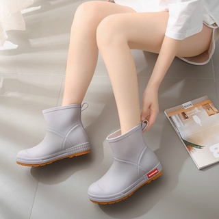 👞rain boots👞 รองเท้าบูท กันน้ำ กันฝน กันลื่น สีพื้น แบบสั้น สำหรับผู้หญิง