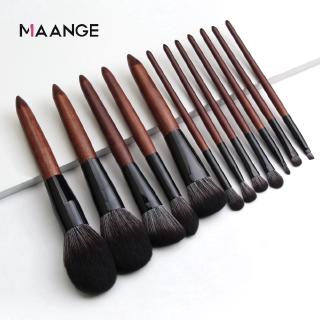 MAANGE ชุดแปรงสำหรับแต่งหน้าคลาสสิก ด้ามไม้จันทน์(12 ชิ้น)