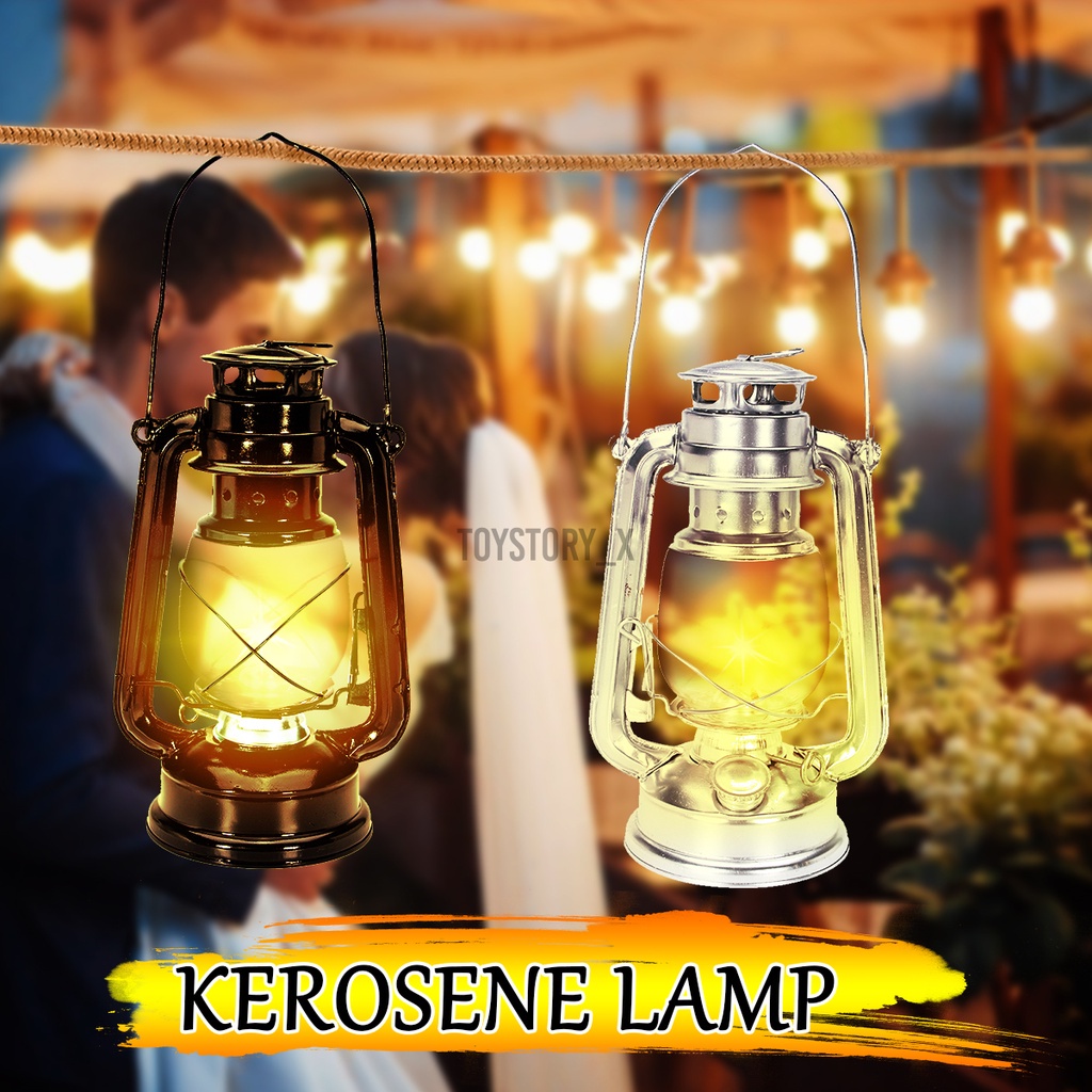 Portable Retro Oil Lantern Garden Outdoor Camp Kerosene Paraffin Hurricane Lamp