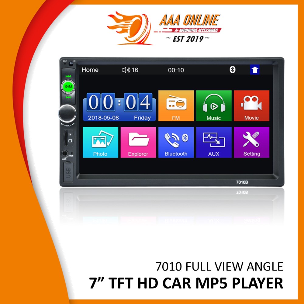 [AAAONLINE] เครื่องเล่น MP5 ในรถยนต์ 7 "Double HD Car MP5 Player 7018B หน้าจอสัมผัส FM รถวิทยุเสียง 