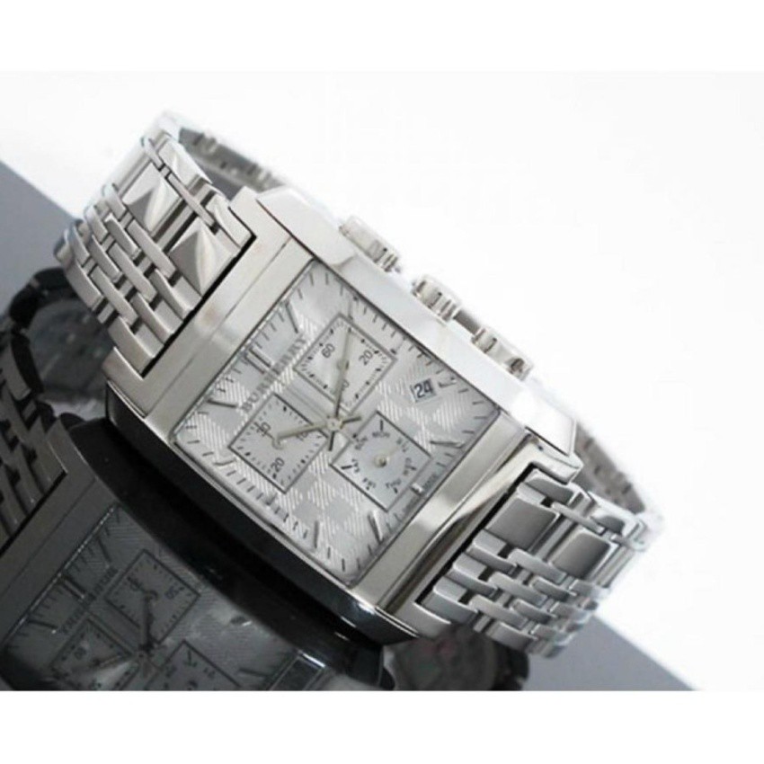 Burberry Men's BU1560 Square Silver Chronograph Dial Watch | Shopee Thailand