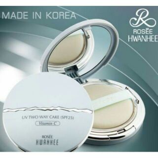 แป้ง Rosee Hwanhee 2 WAY POWDER CAKE SPF25 +Vit.C แป้งเนื้อละเอียด ช่วยให้หน้าเนียนใส 1กล่องมีแป้งตลับ+รีฟิล+พัฟ 2 ชิ้น