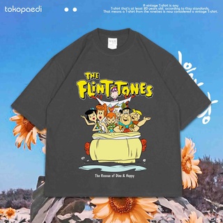 เสื้อยืดผ้าฝ้ายพิมพ์ลายขายดี เสื้อยืดแขนสั้น พิมพ์ลาย The FLINTSTONE OVERSIZE VINTAGE สําหรับผู้ชาย | เสื้อยืด ขนาดใหญ่