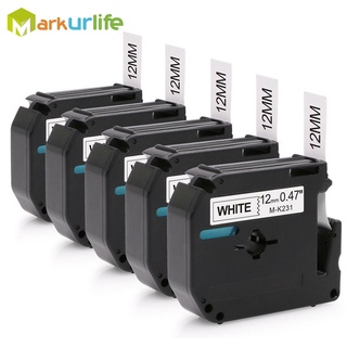 5pcs Black on White 12mm*8m Printer Ribbon Compatible for Brother p-touch Label Printer Tape MK231 MK 231 M-K231 MK-231
