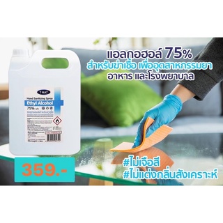 สเปรย์แอลกอฮอล์ ไม่เจือสี ไม่แต่งกลิ่น 75% TNAT ขนาด 5 ลิตร