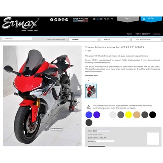 ERMAX ชิวหน้า YZF R1 2015/2019 41cm ของแท้100%