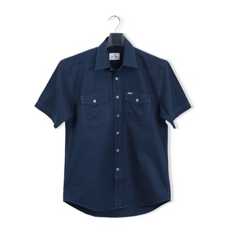 Bovy Navy Shirt - เสื้อเชิ้ตแขนสั้นสีกรมเข้ม  รุ่นBA-3596 สี…