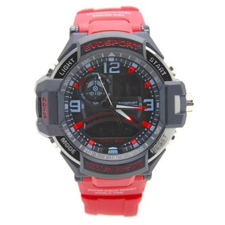 Evosport นาฬิกาชาย สายยาง 2 ระบบ (เข็มและDigital) - ES20016 (Red-Black)