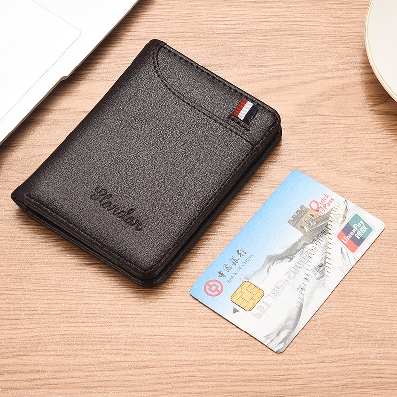 【กระเป๋าบ้า】กระเป๋าสตางค์ ใส่บัตรได้ ขนาดเล็ก แนวตั้ง แบบบางพิเศษ สําหรับผู้ชาย