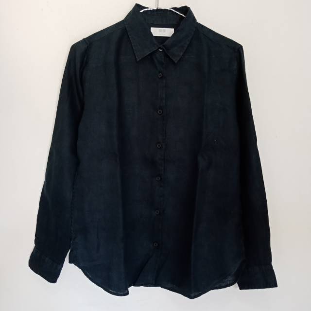 KEMEJA Uniqlo S เสื้อเชิ้ตผ้าลินินเด็กผู้หญิง