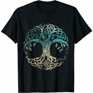 เสื้อยืด พิมพ์ลายสัญลักษณ์ Yggdrasil Norwegian Viking สีพื้น